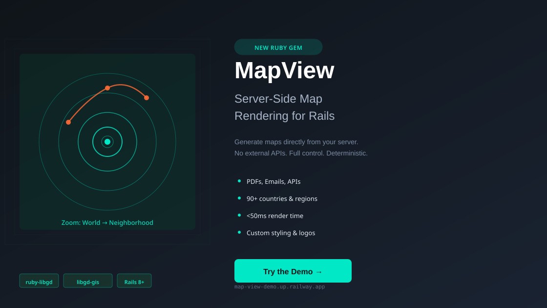 MapView: Server-Side Map Rendering for Rails